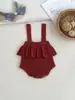 Novo Body Infantil 100% Algodão Macacão Bebê Tricô Alças de Renda Classe A Tricô Bebê Macacão de Engatinhar