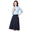 Camisa de gasa para mujer de manga larga con cuello en V al por mayor otoño camisa blanca + falda plisada sobre la rodilla traje profesional camisa interior para maestro