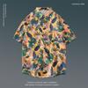 Camisa Floral de Manga Corta de Verano Estilo Japonés Ins Moda Hong Kong para Hombres y Mujeres, Camisa Holgada Retro Cool Hawaiana de Playa para Parejas