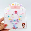 Joyería de collar de perlas de colores para niños, conjunto de pulsera de cuentas para niñas, diadema de dibujos animados, pendientes, accesorios para niñas princesas