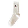 Calcetines para hombre, otoño e invierno, nuevos calcetines blancos y negros, modernos, absorbentes del sudor, deportivos, bordados, hasta media pantorrilla, calcetines de algodón para mujer.