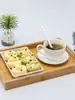 Bandeja para Ceremonia del Té Bandeja de Bambú para Té Casera Alta Apariencia Bandeja Sólida de Madera Rectangular Bandeja de Madera para Té Plato para Frutas Vajilla