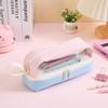 Estuche Transparente Cuadrado y Redondo para Lápices, Estuche Portátil Multicapa para Lápices, Gran Capacidad, Duradero y Lavable, Bolsa de Almacenamiento de Tela Oxford para Papelería de Estudiante