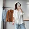 100 kg Otoño Temprano Estilo Nuevo para Mujeres de Tallas Grandes: Camisa Casual Elegante de Cuello en V con Corbata y Botonadura Irregular, Tallas Grandes 8102