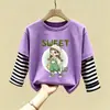 Camiseta de manga larga de algodón puro para niñas, camiseta básica moderna y versátil, top interior elegante para niñas, ropa de otoño para bebés y niños pequeños