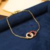 Pulsera minimalista japonesa y coreana de doble anillo redondo con incrustaciones de diamantes y perlas para mujer, lujo ligero de alta gama, versátil, nicho, con cuentas, venta al por mayor