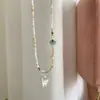 Collar de Cuentas de Color Dopamina para Mujer Doble Capa Colgante de Estrella Corazón Cadena para Clavícula Diseño de Nicho Versátil