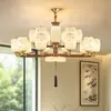 Cobre Completo Nogal Negro Norteamericano Estilo Song Estética Retro Lámpara Colgante para Sala de Estar Comedor Lámpara Colgante para Sala de Té Lámpara Colgante de Espectro Completo