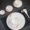 Juego de Vajilla de Hotel Juego de Cuatro Piezas Platos de Hotel Tazones Restaurante Comercial Tazones Chinos Chinoiserie Porcelana Blanca