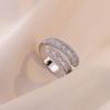 Nuevo Anillo Transfronterizo para Mujer Acero Inoxidable Incrustado con Zirconia Amor Nicho Anillo Versátil Acero Titanio Lujo Ligero Anillo para la Vida