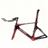 Quadro de Bicicleta de Triathlon em Carbono Quadro para Contra Relógio com Guidão TT Vermelho Preto 700x23c