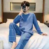 Venta al por mayor de fábrica Pijamas para hombre Otoño de imitación de algodón 2026 Nuevo Manga larga Talla grande Gris Oscuro Ropa para el hogar Otoño e Invierno