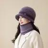 Chapéu de tricô quente feminino para mães de meia-idade e idosas, chapéu de lã de inverno espesso, chapéu para idosos, chapéu de vovó com forro de pele de coelho