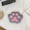 Otoño e Invierno caricatura felpa bolsa para niños linda garra de gato suave niña cadena hombro mensajero bolsa monedero para niñas al por mayor