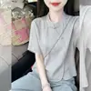Camisa de Cuello Alto Estilo Chino Nuevo 2026 para Mujer, Verano Mejorada Bordada de Manga Corta Corte Holgado Estilo Nacional Elegante Blusa Top