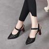 Sandalias de Tacón Alto para Mujer, Nuevos Zapatos de Tacón Medio y Grueso para Mujer de Primavera y Verano, Zapatos de Punta con Hebilla