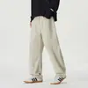 Calça casual de sarja 100% algodão estilo americano, desconstruída, com fenda, para homens, outono, cleanfit, calça de trabalho versátil para o trajeto