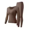 Ropa interior térmica seamless para Otoño e Invierno, para realzar la piel de la mujer, con copas fijas, no necesita usar sujetador, Set de Ropa de Otoño y Pantalones Largos para Mujer