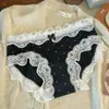 Calcinha de Renda para Menina Jovem, Sexy e Fofa, Cintura Média, Sem Costura, Forro 100% Algodão, Calcinha de Seda Gelada com Bolinhas, Estilo Verão Fino Feminino