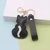 Pingente estiloso de couro estilo coreano de gatinho para bolsas femininas, tridimensional decorativo de couro com enchimento de algodão, enfeite pendurado para carro DIY