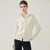 Cárdigan de cachemira con cuello alto, nuevo modelo otoño e invierno 2026, camisa básica de botones para mujer, estilo elegante, color liso, abrigo holgado y favorecedor
