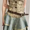 Gumela Anel Quadrado Moda Cinto para Mulheres Y2K Versátil Punk Estilo Deserto Decoração de Cinto para Vestido Tendência