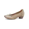 Zapatos de Cuero Genuino Huecos Estilo Nuevo de Primavera 3.5cm Estilo Francés de Nicho Boca Baja Tacón Grueso Mocasines de Cuero Zapatos Perforados