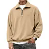 Estilo Americano Transfronterizo Nuevo Venta Caliente Polar Color Sólido Cuello Alto Cremallera Chaqueta Casual Holgada de Moda Ropa para Hombre Sudadera con Capucha