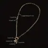 Cadena Cuadrada de Acero Inoxidable con Cierre de Pinza OT, Colgante de 26 Letras, Gargantilla de Moda para Mujer, Superventas Transfronterizo