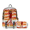 Temporada de Regreso a Clases Mochila Personas de Palo de Madera y Bestia Marina Tungtungtung Mochila Estuche para Lápices de Doble Capa Juego de Dos Piezas