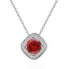 Collar de Plata de Ley 925 Transfronterizo Europeo y Americano Amazon Versátil Clásico Cuadrado Colgante Doce Piedras de Nacimiento Cuadrado Plata Moda
