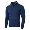 2026 Nuevo Suéter de Punto con Media Cremallera para Hombre Estilo Coreano Ajuste Delgado Suéter con Cuello Alto Pulóver Cálido de Moda para Hombre Camiseta Base