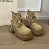 Botines de Tobillo Gruesos Retro de Estilo Británico de Moda para Mujer 2025 Primavera y Otoño Moda Versátil Petite Casual Botas Martin