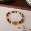 Popular Pulsera Natural de Piedra Ojo de Tigre con Diseño de Ágata Roja, Pulsera de Perlas de Cristal, Joyería de Lujo Ligero