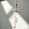 Ins novo criativo sino de vento de água-viva coração de menina flor de lírio de vidro pingente corrente de telefone chaveiro ornamento para pendurar