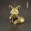 Adornos sólidos de zorro antiguo de latón para oficina, escritorio, juego de té, linda escultura de mascota, artesanía decorativa de bronce