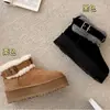 Botas de nieve Henan Sangpo, de suela gruesa, con pelo rizado, botines con detalle de hebilla, modelo 20654