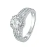 Anillo Nuevo de Oro Blanco Grueso Electrochapado con Incrustación de Moissanita, Joyería de Lujo Ligero de Alta Gama, Venta Directa del Fabricante
