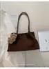 Bolsa Tote Suede Textura Fosca Retrô Chic Coreana para Mulheres 2025 Nova Grande Capacidade para Trabalho Ombro Axila
