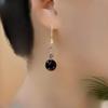 Pendientes Elegantes de Perla Púrpura y Zirconia para Mujer, Lujo Accesible y Pendientes Franceses de Gancho de Alta Gama, Pendientes Largos de Borla