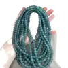 Directo del fabricante: Collar de Cuentas Redondas Color Azul Esmeralda Natural al por Mayor Cadena para Clavícula Verde Aceite de Jadeíta Collar para Madres de Calcedonia Azul