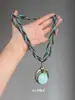 Collar con Colgante de Disco Azul Estilo Étnico Bohemio Cadena para Clavícula Trenzada Apilada Personalizada Collar Elegante de Nicho