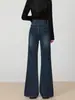 Jeans Acampanados Pequeños Fáciles para Mujer, Pantalones Acampanados de Cintura Media para Otoño e Invierno, Pantalones Acampanados de Alta Elasticidad, Pantalones de Otoño Adelgazantes para Mujer