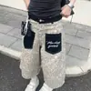 Calça Jeans Cropped Vintage de Rua para Mulheres, Nova Moda de Verão de Cintura Alta Solta Emagrecedora Reta de Perna Larga Comprimento Médio