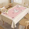 Mantel estilo crema, a prueba de aceite, impermeable, no necesita lavado, resistente al calor, cubierta de mesa de comedor de alta gama, nuevo modelo 2026, cubierta para mesa de café rosa