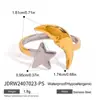 Estilo de design silencioso 18k ouro aço inoxidável simples estrela lua abertura anel de aço inoxidável jóias atacado