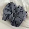 Lazo de Puntos Grises para el Cabello para Mujer 2024 Nuevo Estilo Serie Gris Scrunchie Cuerda Elegante para Cola de Caballo Baja