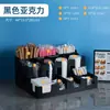 Portavasos de Papel Acrílico Caja de Almacenamiento para Tapas y Popotes Tienda de Café y Té con Leche Bar Estante de Almacenamiento para Suministros Desechables Comercial