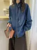 Nueva Camisa de Mezclilla Estilo Coreano 2025 con Solapa y Cinta para Mujer, Corte Holgado, Adelgazante, Versátil, Para Vestir en Capas, Versión para Viajar al Trabajo