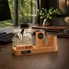 Presente de aniversário escolar em acrílico relógio com carregamento sem fio porta-caneta luz noturna personalizado criativo pequeno presente